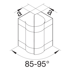Produkttegning BRS65130 Justerbart utvendig hjørne Halogenfri PC-ABS