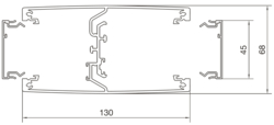 Komplett tverrsnittegning DA200-45, dobbel flyttbar Aluminium