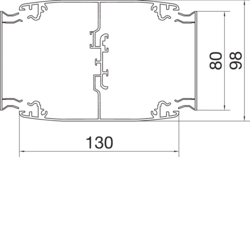 Komplett tverrsnittegning DA 200, dobbel, flyttbar Aluminium