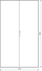 Produkttegning Rekkegulvskap FG, Glassdør, IP54, dybde 400 mm, høyde 1900 mm Stålblekk