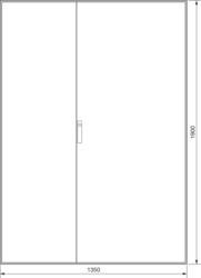 Produkttegning Rekkegulvskap FG, Standard dør, IP54, dybde 600 mm, høyde 1900 mm Stålblekk