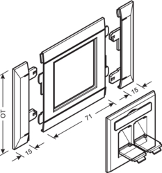 Produkttegning Rammer til datauttak, PVC og PC/ABS halogenfri PVC