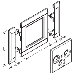 Produkttegning Rammer til antenneuttak, PVC og PC/ABS halogenfri PVC