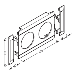 Produkttegning Ramme 2 veis for gammel BR 70130, halogenfri Halogenfri PC-ABS