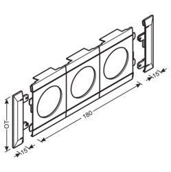 Produkttegning Ramme, 3-veis, PVC og halogenfri PC/ABS Halogenfri PC-ABS