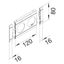 Produkttegning Rammer 2-veis ABS