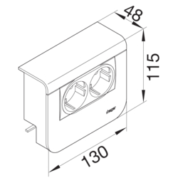 Produkttegning Uttaksboks med stikkontakt SCHUKO® og LED plast