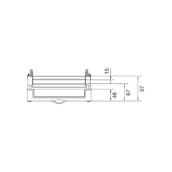 Produkttegning Tett systemmodul med DIN-skinner - Høyde 300 mm plast