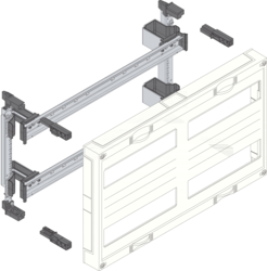 Produkttegning Åpen systemmodul med DIN-skinner for modulærprodukter - Høyde 300 mm plast