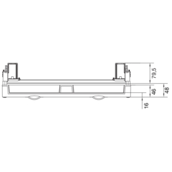 Produkttegning Åpen systemmodul med DIN-skinner for modulærprodukter - Høyde 300 mm plast