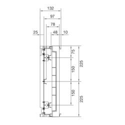 Produkttegning Tett systemmodul med DIN-skinner - Høyde 450 mm plast