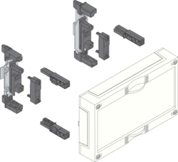 Produkttegning Tett systemmodul for samleskinner - Høyde 150 mm plast