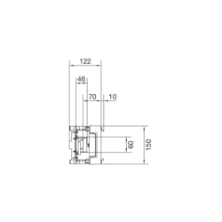 Produkttegning Tett systemmodul for samleskinner - Høyde 150 mm plast