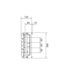 Produkttegning Tett systemmodul for samleskinner - Høyde 300 mm plast